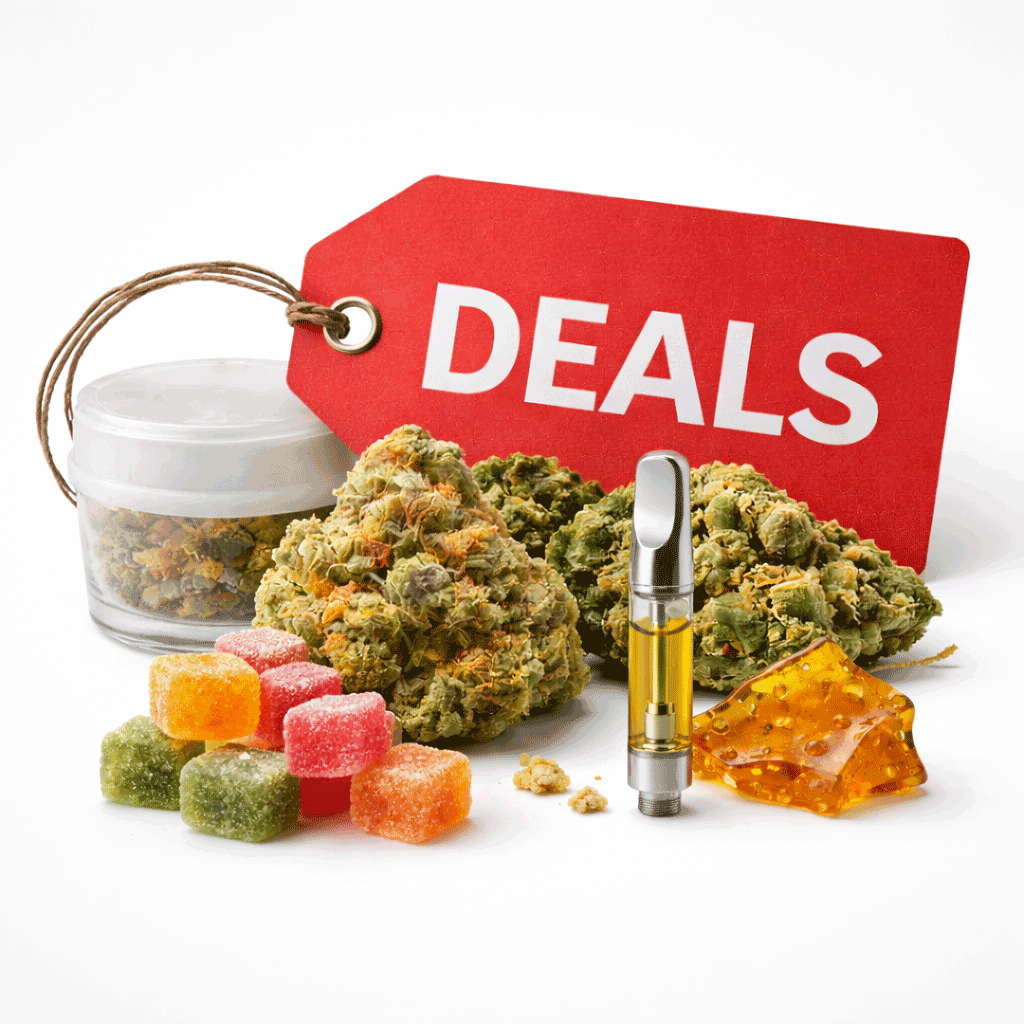 Cannabis products on sale display